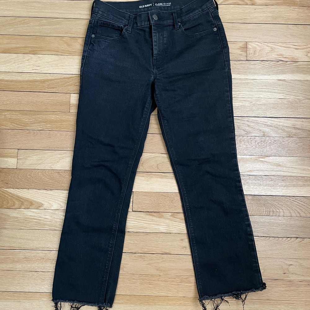 Black flare crop jeans